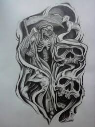 Grim Reaper And Skulls Half Sleeve Tattoos Sketches Skull Sleeve Tattoos Half Sleeve Tattoos Designs