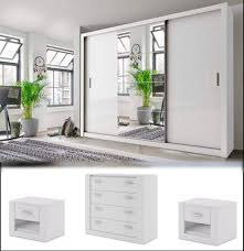 All he needs to do is choose the acceptance now option at the time of purchase and complete all the required formalities and take the new furniture with self. Cleo 1 Bedroom Set White Mirrored Wardrobe Chest 2 Bedsides Instrument Furniture