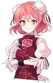 Rightly called as the cobra bun, this chinese cut hairstyle made a revolution among the stylists globally when first showcased in a chinese warrior movie. Touhou Ibaraki Kasen Minagi Miraura Uranaishi Miraura 1girl Bandaged Arm Bandages Bow Bun Cover Chinese Clothes Closed Mouth C Anime Anime Images Old Anime