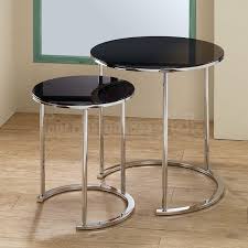 Black And Chrome Round Nesting Tables Tempered Glass Table Top Nesting Tables Coaster Furniture