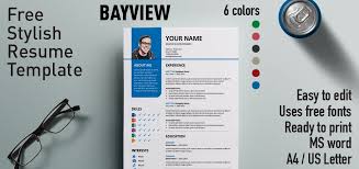 Bayview Is Another Clean 2 Column Free Ms Word Resume Template With A Top Left Vertical Colored Resume Template Examples Resume Template Resume Design Template