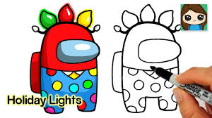 How To Draw Among Us Holiday Lights Christmas 2 Youtube