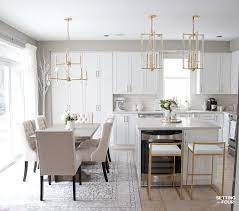 Gray And White Kitchen Layout After Remodeling Eat In Kitchen With Dining Table Kitchen Lighting O White Kitchen Layouts Kitchen Layout Kitchen Remodel Small