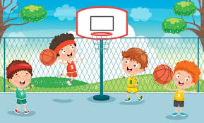 Black And White Kids Playing Basketball Little Kids Playing Basketball Outside In 2020 Kids Playing Little Kids Retro Illustration