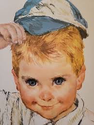 Vintage 1960s Northern Paper Mills Art Print Boy Child Frances Hook 11" by  14"