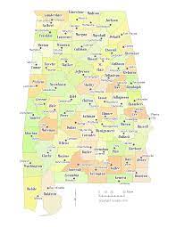 Black infant mortality rate by county, 2007. State Of Alabama County Map And The County Seats Cccarto