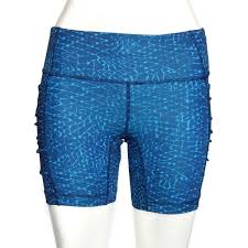LULULEMON Shorts Beautiful Blue Water Wave Pattern size 2 Ruched Accent -  409
