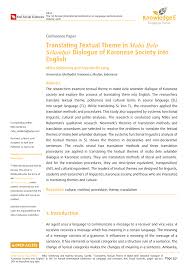 Maybe you would like to learn more about one of these? Pdf Translating Textual Theme In Maba Belo Selambar Dialogue Of Karonese Society Into English