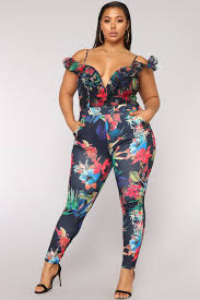 This Tropical Floral Plussizejumpsuit Is From Fashion Nova Curve More Plussizefashion Inspo At W Fashion Nova Plus Size Plus Size Fashion Plus Size Outfits
