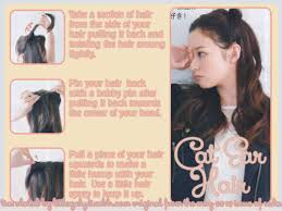 Every of our tails comes with a loop tab at the base so you can feed any ribbon tie or pin through. Cat Ear Hair Tutorial For Long Hair From The May Little Galy