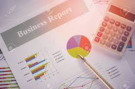 Business Report Chart Preparing Graphs Calculator Concept Summary