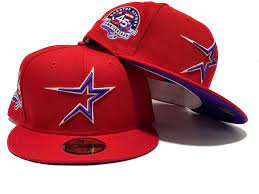 Houston Astros 45th Anniversary Red Purple Brim New Era Fitted Hat In 2021 Fitted Hats New Era Fitted Red Purple