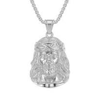 Fanshu Stainless Steel Jesus Charm Pendant Gold Human Face of Christ God  Hip Hop Collar Chains Necklace for Men Women Couple Friends Christians Gift  ...