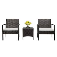 Hampton bay beacon park stationary wicker outdoor lounge chair with toffee cushions i have 2 chairs. Clearance Sale 3 Pieces Outdoor Patio Furniture Sets Pe Rattan Wicker Chair Conversation Sets With Soft Cushion And Glass Coffee Table For Garden Backyard Porch Poolside Walmart Com Walmart Com