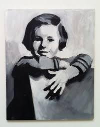 Acrylic Black And White Portrait Painting Vintage Girl Original Portrait Painting Made With Acrylic On Mdf Small Girl Vintage Photo Children Paintings Painting Portrait Painting Portrait Art