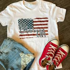All American Girl Shirt Girls 4th Of July Shirt Patriotic Shirt Stars And Strips Red White And Blue America