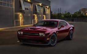 Download Wallpapers Dodge Challenger Srt Hellcat Widebody 2018 Supercar Sports Cars Burgundy Challenger Srt American Cars Dodge Besthqwallpapers Com Dodge Challenger Hellcat Challenger Srt Hellcat Hellcat Challenger