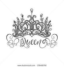 Elegant Hand Drawn Queen Crown With Lettering Graphic Black And White Illustration Crown Tattoo Design Queen Crown Tattoo Crown Tattoo