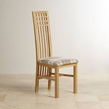 Lattice Back Natural Solid Oak And Check Brown Fabric Chair Fabric Dining Chairs Chair Fabric Leather Dining Chairs