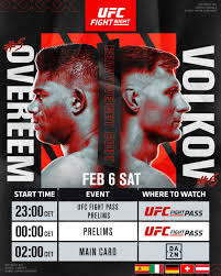 Volkov vs overeem is the main event of the ufc fight night 184 (also known as ufc on espn+ 42 or ufc vegas 18). Ufc Fight Night Overeem Vs Volkov Fightevents De