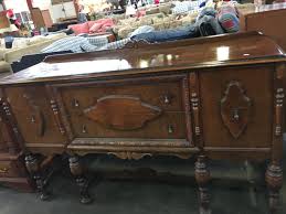 repurposed antique buffet into kitchen