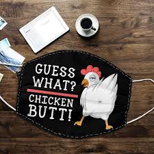 Face Mask Funny Chicken Guess What Chicken Butt 100 Cotton Three Layers Wish Funny chicken drumstick with happy face and hands vector. face mask funny chicken guess what chicken butt 100 cotton three layers wish