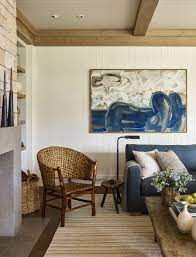 House Tour Tradition Meets Pacific Northwest In This Island Home Blue Living Room Traditional Interior Design Coastal Living Rooms