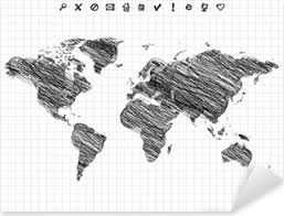 La carte postale est un moyen de donner des nouvelles à vos proches et de les tenir informés de vos vacances. Sticker Dessin De La Carte Du Monde Croquis Au Crayon Pixers Nous Vivons Pour Changer