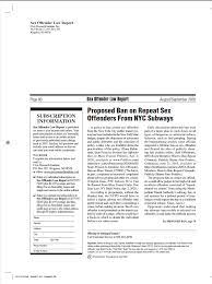 SEX OFFENDER LAW REPORT – Institution For Sexual Wellness