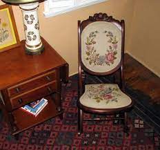 Antique Folding Rocking Chair Collapsible Collignon Like Rocker Petit Point Roses C1890 Victorian Rocking Chair Folding Rocking Chair Rocking Chair