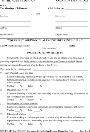 Free parenting plan worksheets, free parenting plan worksheets and. Free West Virginia Worksheet For Individual Proposed Parenting Plan Pdf 27kb 4 Page S