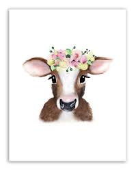 Check spelling or type a new query. Cow Pink Yellow Flower Crown Print