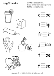 What are long and short u vowels? Long Vowel U Worksheet For Kindergarten 1st Grade Lesson Planet