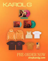 TROPICOQUETA has arrived!  The new merch drop + exclusive vinyl & CD  are here., Perfect for catching vibes all summer long ✨,  Shop now at  shopkarolg.com