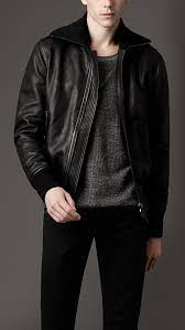 Men S Jackets Leather Bomber Jackets Burberry Official Leather Jacket Leather Bomber Jacket Mens Outfits