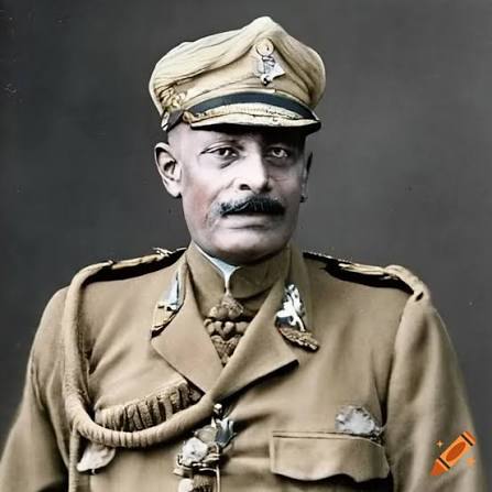 Colourised portrait of a British Indian Army officer on Craiyon