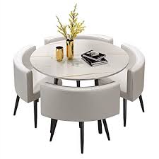 Round bar table and chairs. Buy Yhs Dining Table Set Faux Marble Round Dining Room Table Set For 4 For Small Spaces Kitchen Table And Chairs Dining Room Table Modern Home For Restaurant White Table