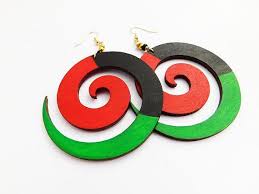 Swirl Earrings Rbg Jewelry Red Black Green Wooden Pan African Earrings Wood Handmade Afrocentric Hand Painted Wom Swirl Earrings African Earrings Black And Red