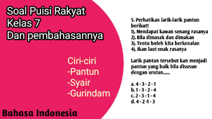 Berikut adalah detail contoh soal puisi pilihan ganda dan jawabannya kelas 10. Soal Puisi Rakyat Kelas 7 Dan Pembahasannya Bahasa Indonesia Kelas 7 Semester 2 Youtube