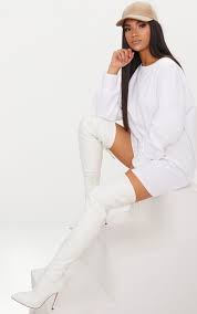 Check spelling or type a new query. White Pu Pointed Thigh High Boot White Thigh High Boots Thigh High Boots Outfit White Leather Boots
