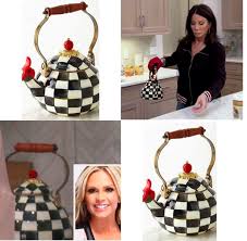 Black And White Checkered Tea Kettle Danielle Staub S Black And White Checkered Tea Kettle Tea Kettle Pots And Pans Cookware