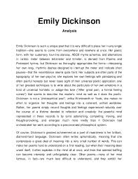 Emily Dickinson Analysis