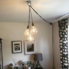 How Add Overhead Lights Without A Fixture You Will Have To See The Cords But That Does Not Always Plug In Pendant Light Hanging Pendant Lamp Swag Pendant Light