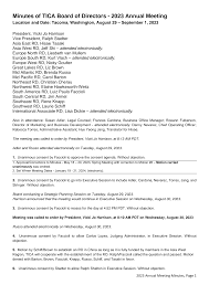 Minutes of TICA Board of Directors