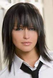 Coupe de cheveux mi long dégradé effilé avec frange. Epingle Sur Coupes