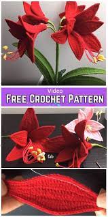 Crochet Amaryllis Flower Bouquet Crochet Free Pattern Video Crochet Flower Patterns Crochet Flowers Free Pattern Crochet Flower Tutorial
