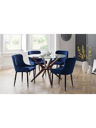 Garden table chairs 120cm come in a variety of materials, including aluminum, tough wood, and fabric. Julian Bowen Chelsea 120 Cm Round Dining Table 4 Luxe Blue Chairs Very Co Uk