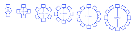 Circle Round Table Sizes Dimensions Drawings