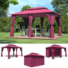 Garten Pavillon 3x4m Metall Gartenmobel Partyzelt Gazebo Pavillion Gartenzelt Aluminum Gazebo Outdoor Structures Outdoor