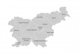 Premium kaartafdruk van ljubljana, slovenië. Vector Geisoleerde Illustratie Van Vereenvoudigde Administratieve Kaart Van Slovenie Premium Vector
